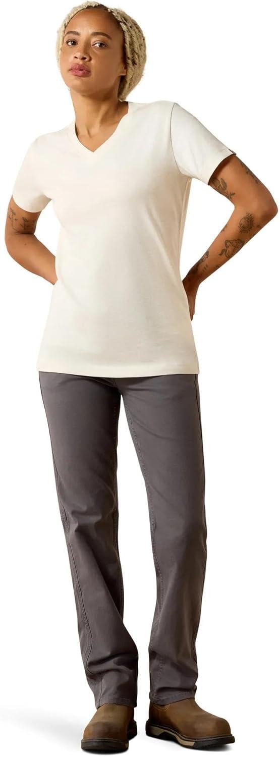 imageAriat Womens Rebar Cotton Strong Standard VNeck TShirtWhisper Pink Heather