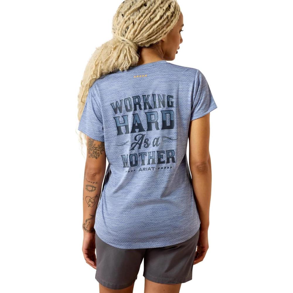 imageARIAT Womens Rebar Evolution Mother VNeck TShirtCoastal Fjord