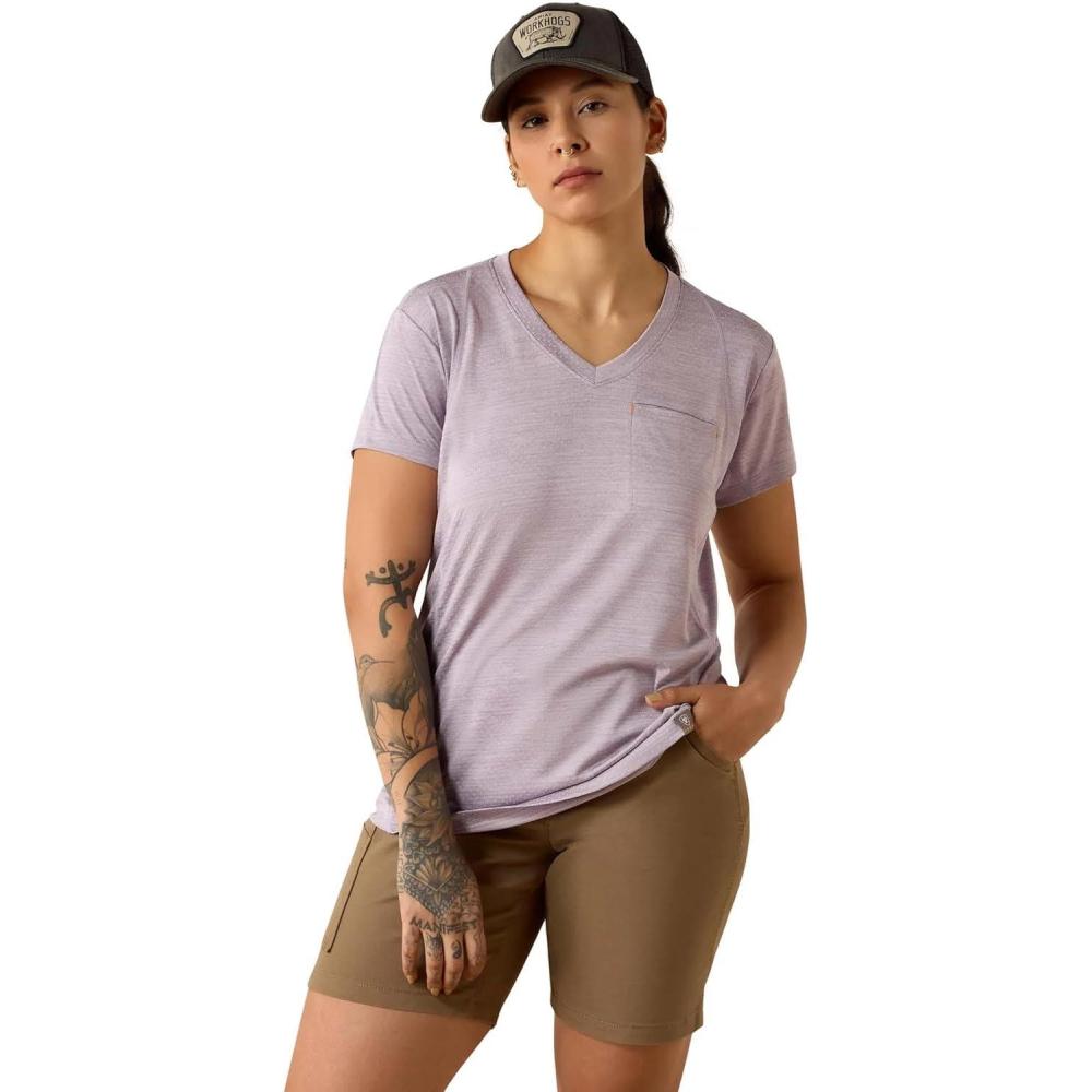 imageARIAT Womens Rebar Evolution TShirtPurple Ash