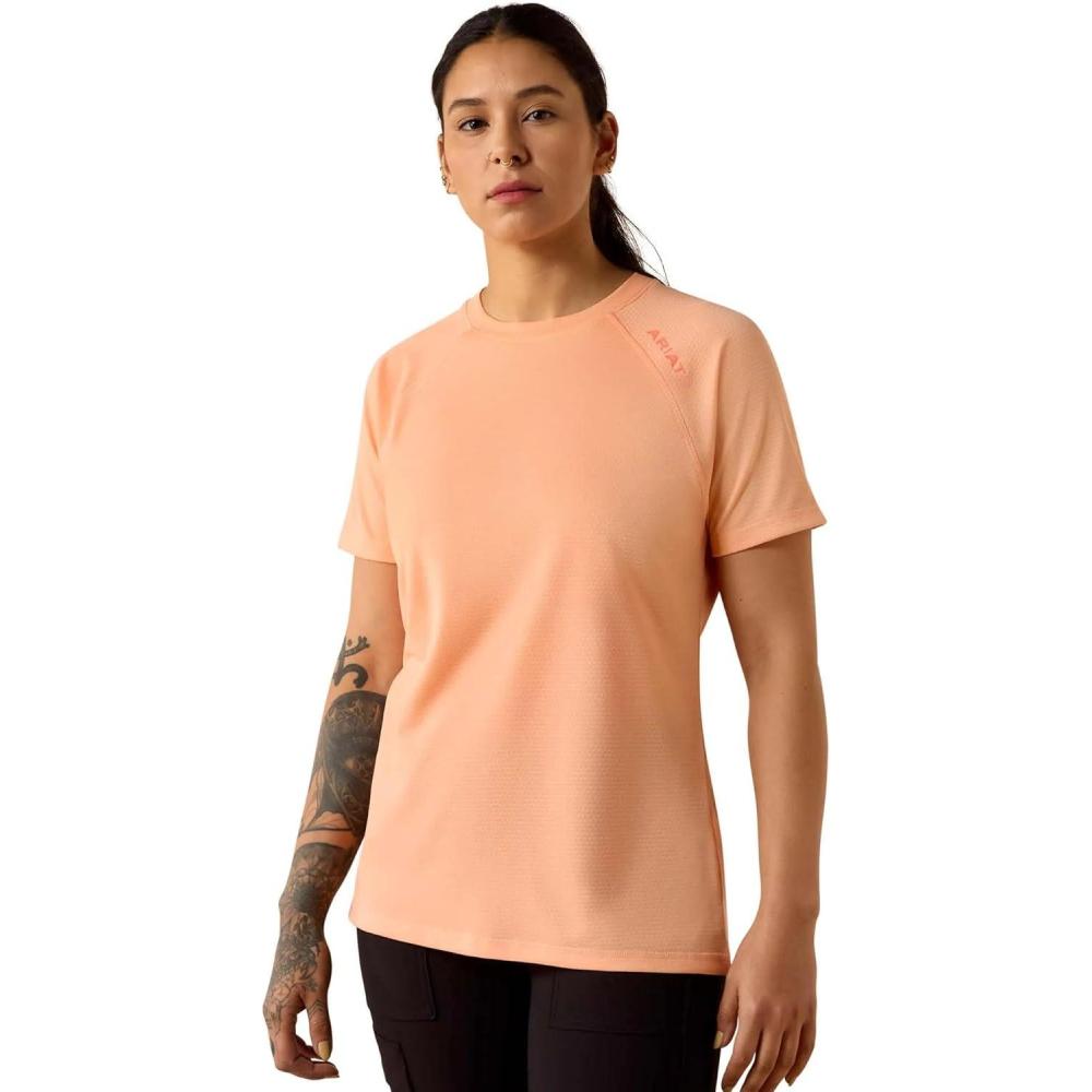 imageARIAT Womens Rebar Heat Fighter Essential TShirtPapaya Punch