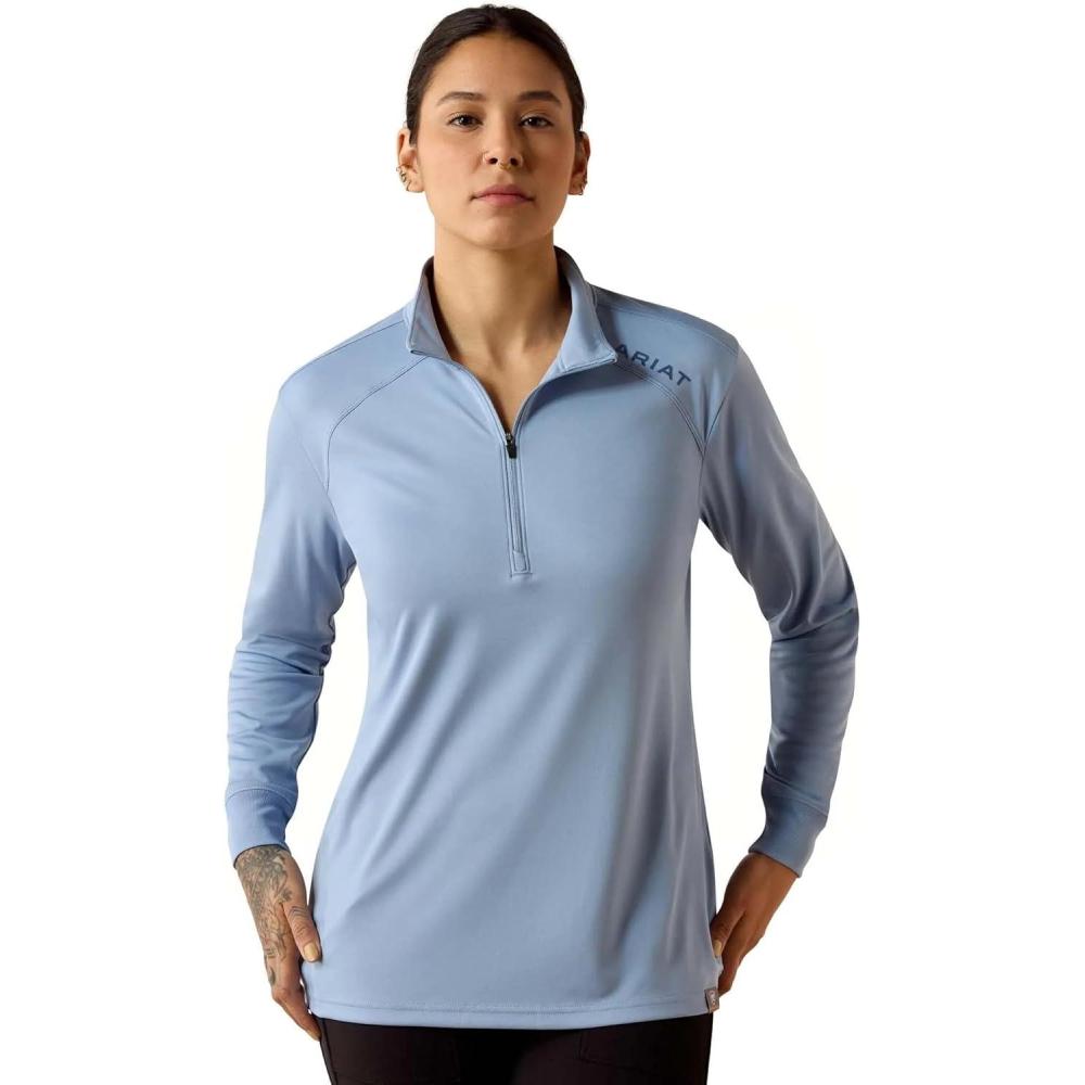 imageARIAT Womens Rebar Sunblocker 12 Zip Long Sleeve TShirtRain Washed