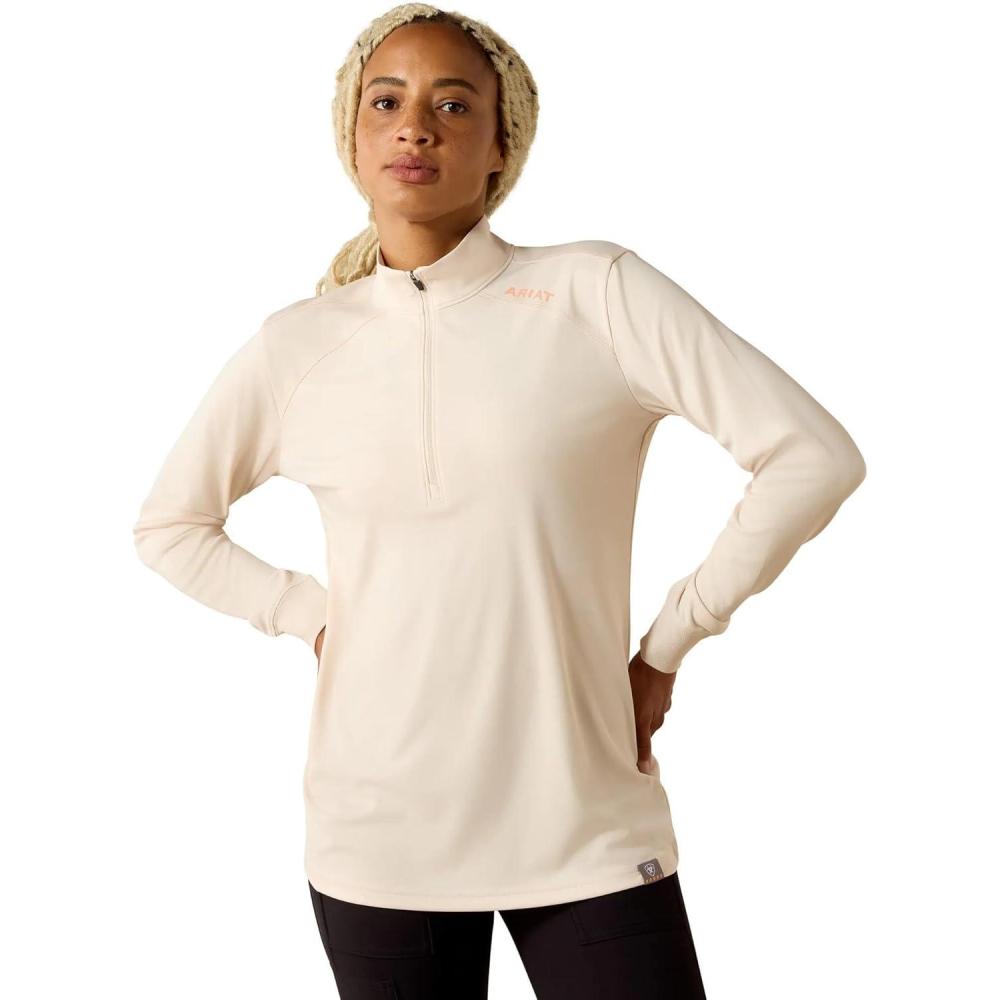 imageARIAT Womens Rebar Sunblocker 12 Zip Long Sleeve TShirtWhisper Pink