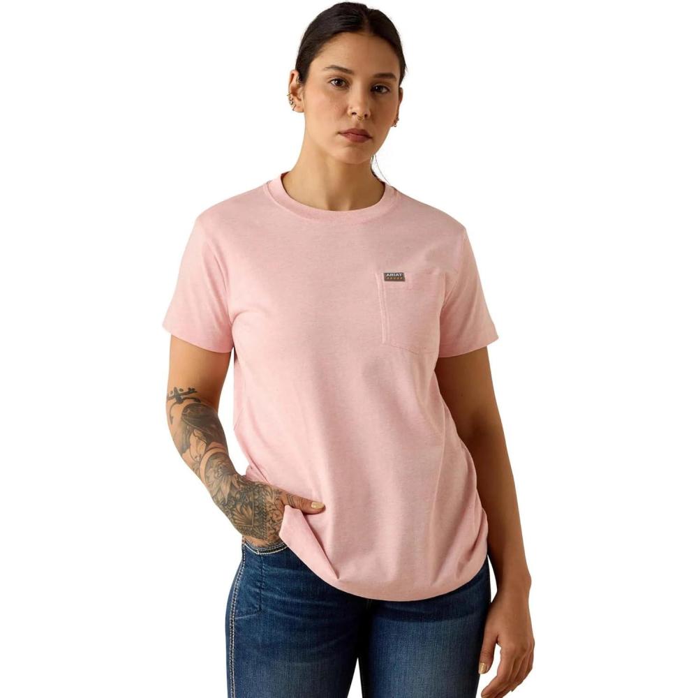 imageAriat Womens Rebar Cotton Strong Space Dyed TShirtFusion Punch