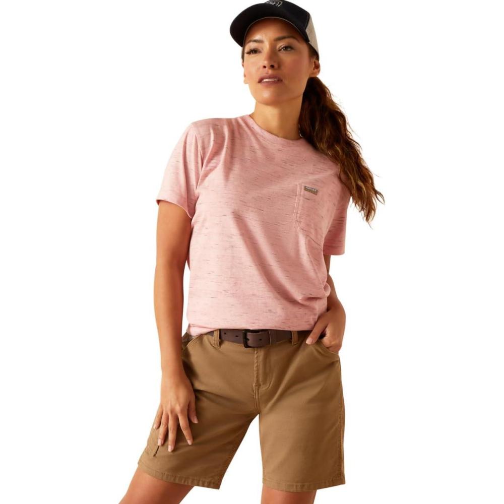 imageAriat Womens Rebar Cotton Strong Space Dyed TShirtMauveglow Space Dye
