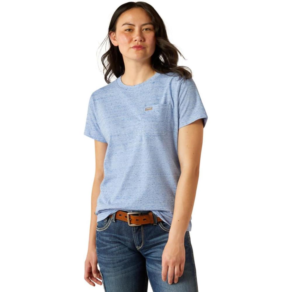 imageAriat Womens Rebar Cotton Strong Space Dyed TShirtWedgewood