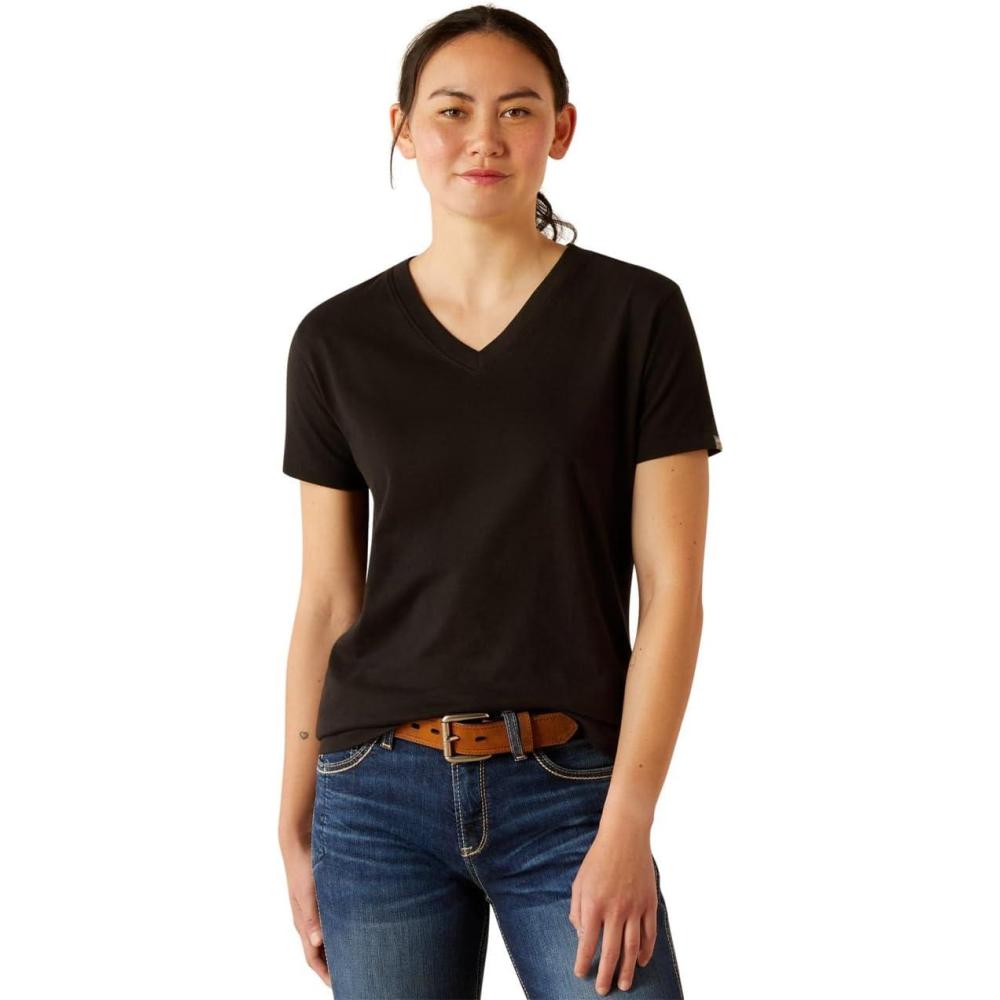 imageAriat Womens Rebar Cotton Strong Standard VNeck TShirtBlack