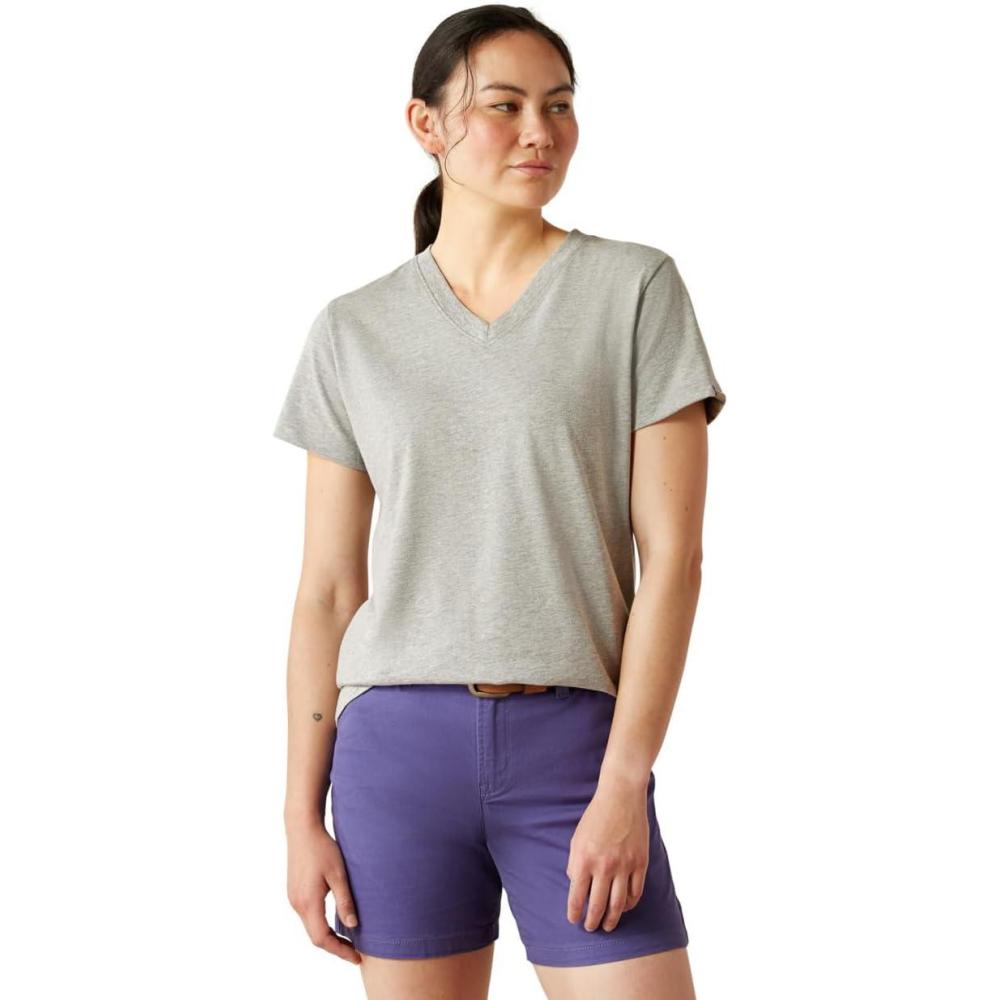 imageAriat Womens Rebar Cotton Strong Standard VNeck TShirtHeather Grey
