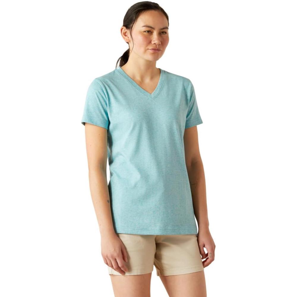 imageAriat Womens Rebar Cotton Strong Standard VNeck TShirtMaui Blue Heather