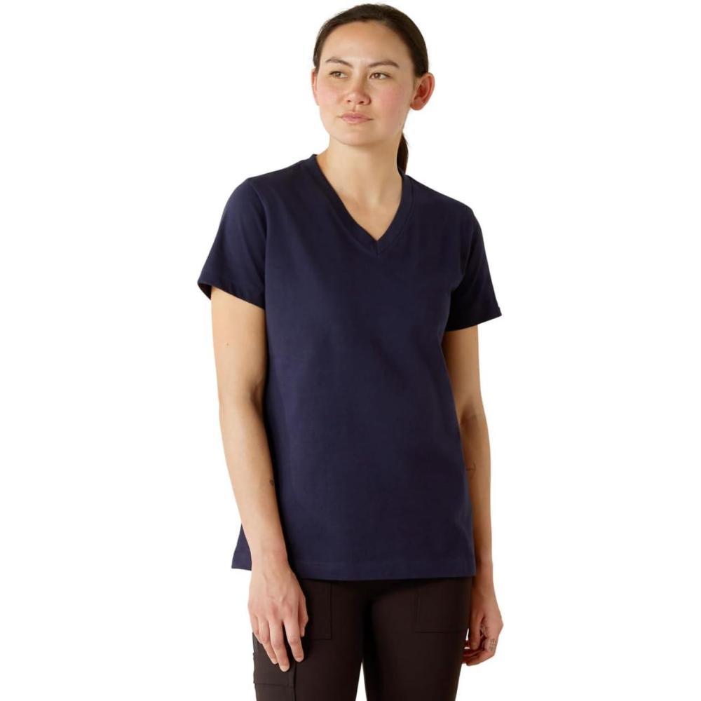 imageAriat Womens Rebar Cotton Strong Standard VNeck TShirtNavy