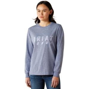 ARIAT Women’s Rebar Cotton Strong Logo T-Shirt(Ensign Blue Heather)