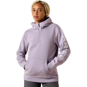 ARIAT Women’s Rebar Lightweight Logo 1/2 Zip Hoodie(Purple Ash/Thistle)