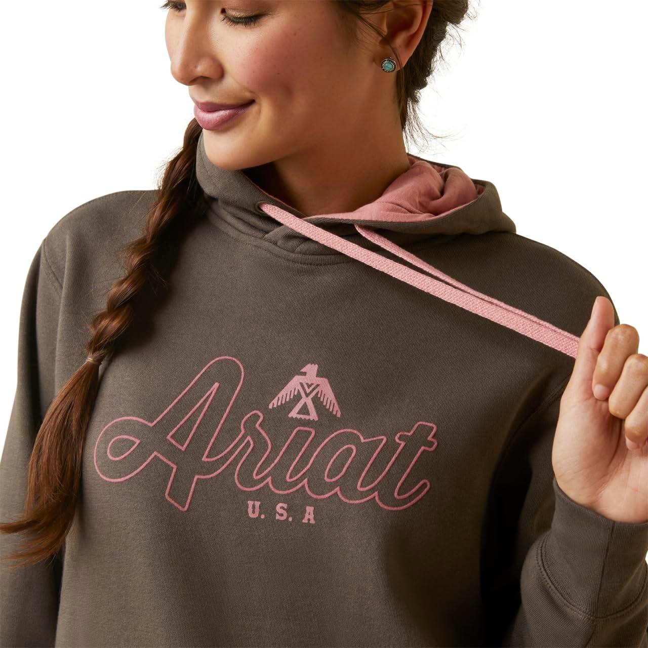imageAriat Womens Hooded SweatshirtReal Thunderbird HoodieBanyan Bark