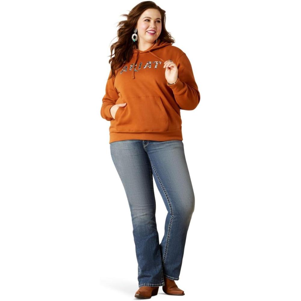 imageAriat Womens Hooded SweatshirtReal Cow Hyde HoodieGlazed Ginger