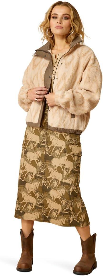 imageARIAT Womens Sherpa Blocked JacketTonal Sand Print