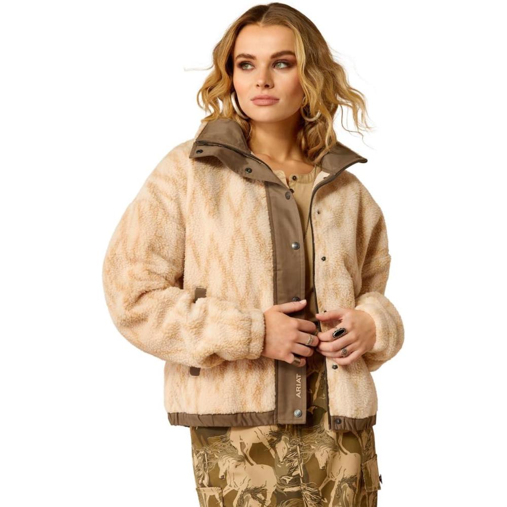 imageARIAT Womens Sherpa Blocked JacketTonal Sand Print