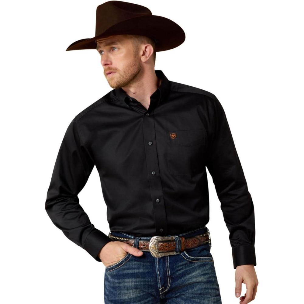 imageAriat Mens Solid Twill Classic Fit ShirtBlack
