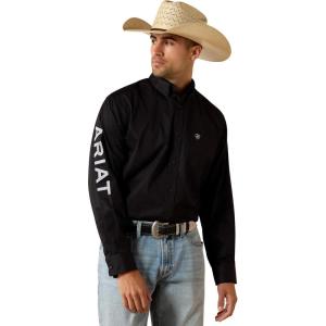 ARIAT Men’s Team Logo Lightweight Twill Classic Fit Shirt(Black/Grey)
