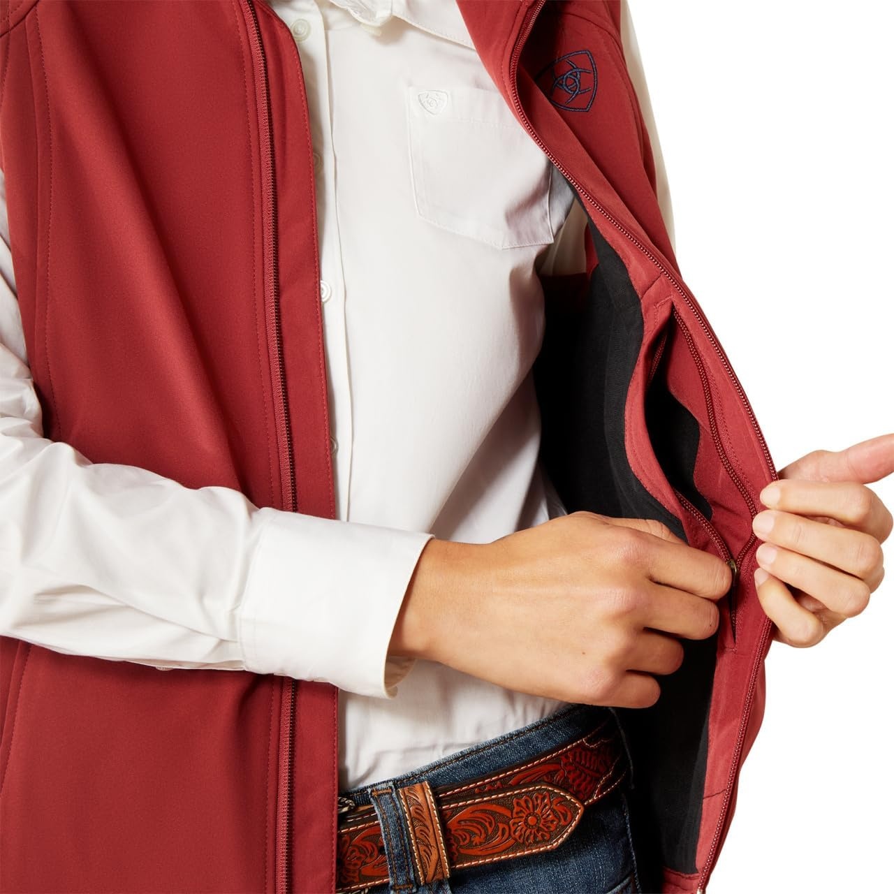imageARIAT Womens Ariat Logo Softshell VestBurnt RussetStripe
