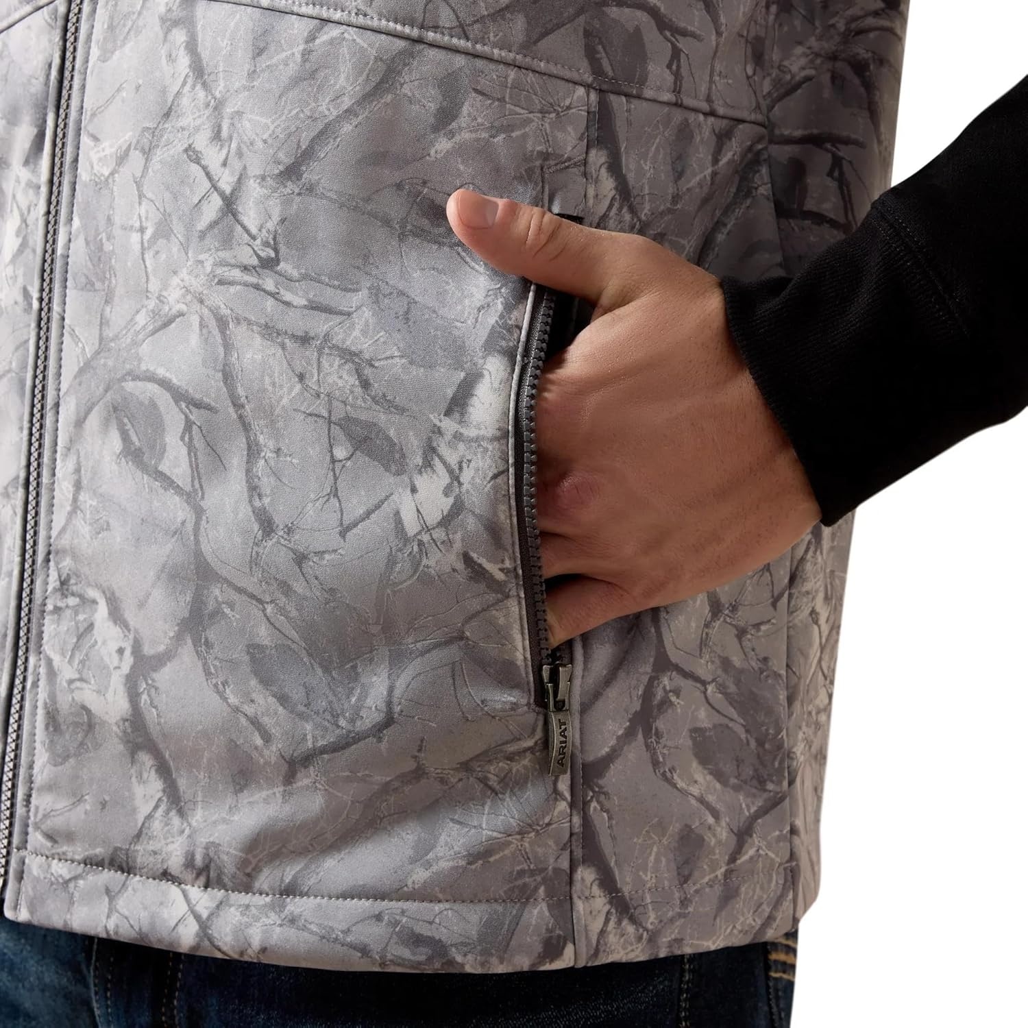 image:imageARIAT Mens Logo Softshell VestGrey Camo Print