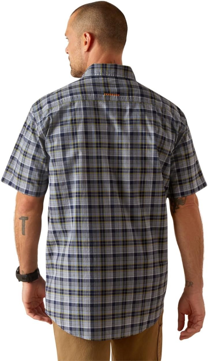 image:imageAriat Mens Rebar Made Tough Venttek Durastretch Work ShirtBlue Indigo Heather