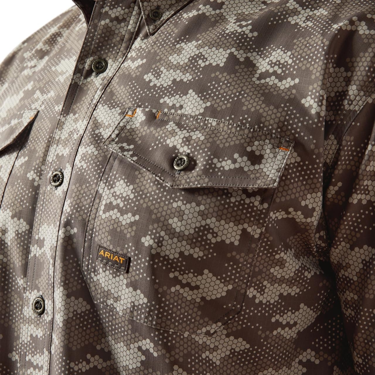 image:imageAriat Mens Rebar Made Tough Venttek Durastretch Work ShirtCharcoal Digi Camo
