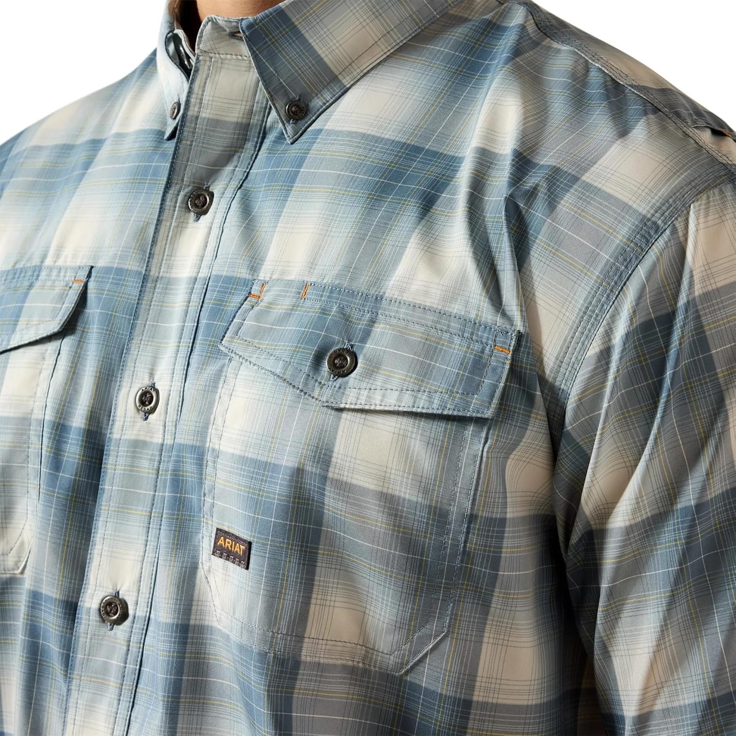 image:imageAriat Mens Rebar Made Tough Venttek Durastretch Work ShirtChina Blue