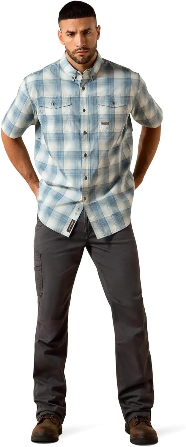 image:imageAriat Mens Rebar Made Tough Venttek Durastretch Work ShirtChina Blue