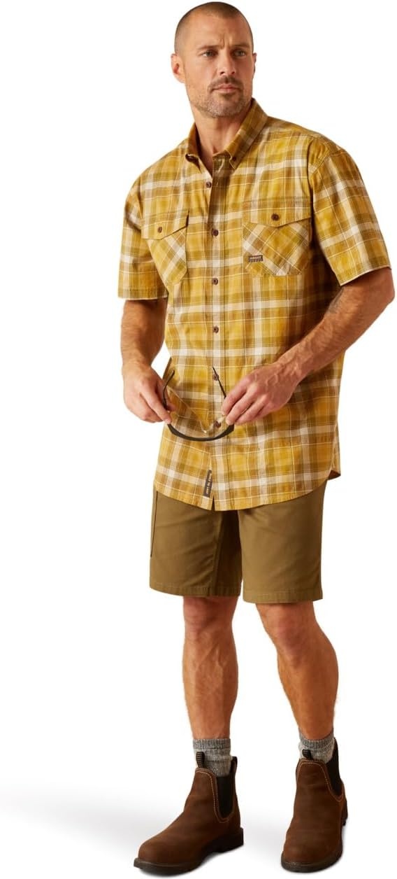 image:imageAriat Mens Rebar Made Tough Venttek Durastretch Work ShirtDried Tobacco Plaid