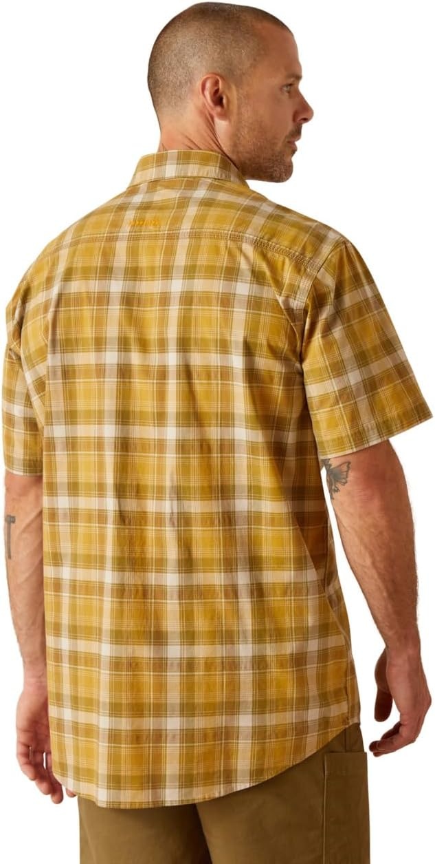 image:imageAriat Mens Rebar Made Tough Venttek Durastretch Work ShirtDried Tobacco Plaid