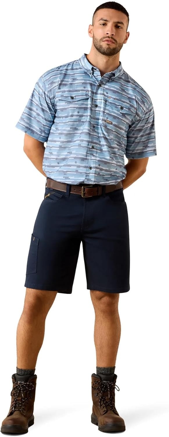 image:imageAriat Mens Rebar Made Tough Venttek Durastretch Work ShirtDusty Blue Print