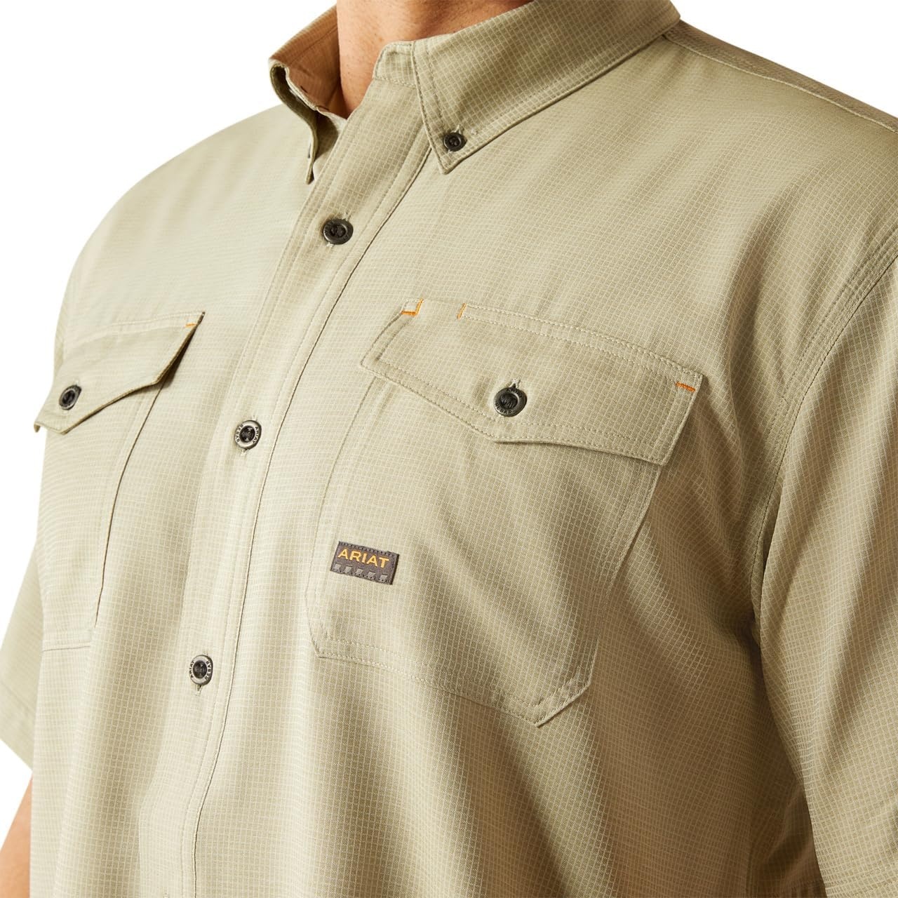image:imageAriat Mens Rebar Made Tough Venttek Durastretch Work ShirtOil Green