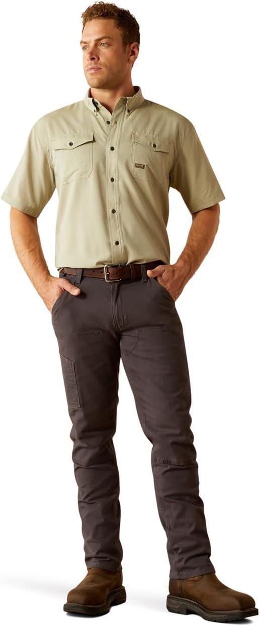 image:imageAriat Mens Rebar Made Tough Venttek Durastretch Work ShirtOil Green