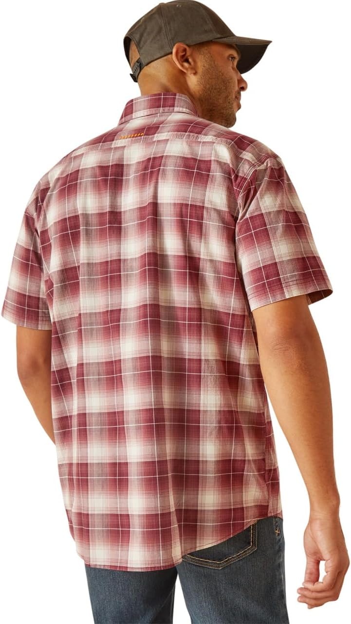 image:imageAriat Mens Rebar Made Tough Venttek Durastretch Work ShirtRoan Rouge Plaid