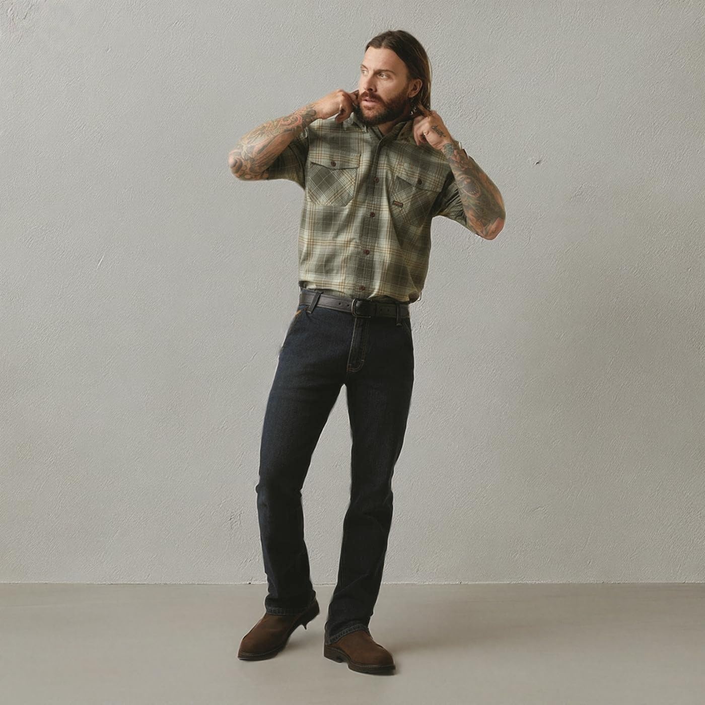 image:imageAriat Mens Rebar Made Tough Venttek Durastretch Work ShirtSilt Green Plaid
