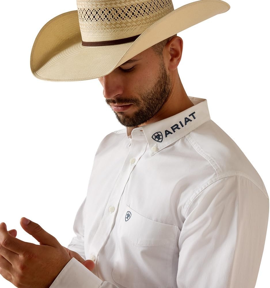 image:imageAriat Mens Team Logo Twill Fitted ShirtWhiteBlue Medallion Fill