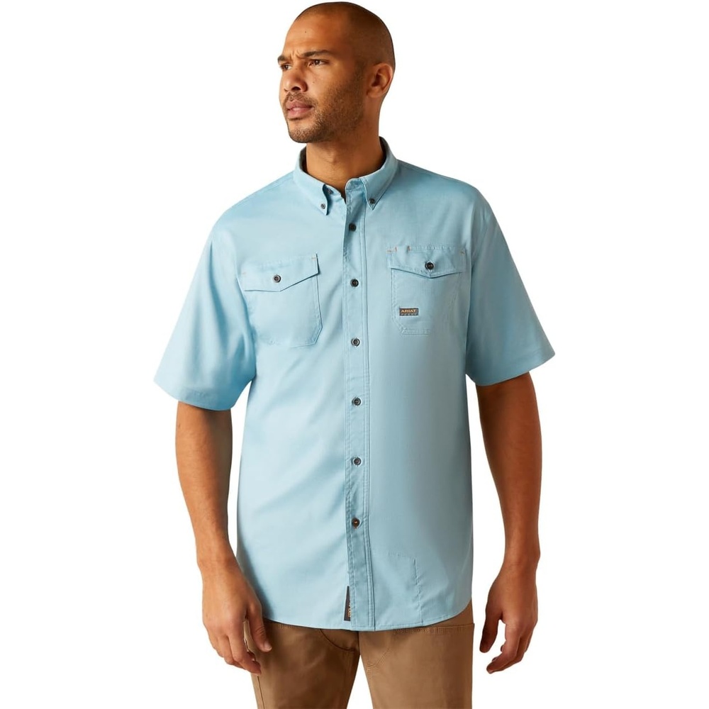 image:imageAriat Mens Rebar Made Tough Venttek Durastretch Work ShirtBluejay Heather