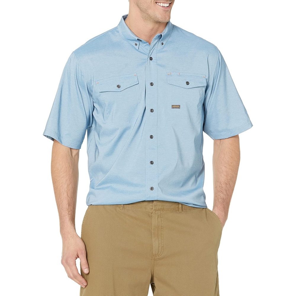 image:imageAriat Mens Rebar Made Tough Venttek Durastretch Work ShirtDeep Water Heather