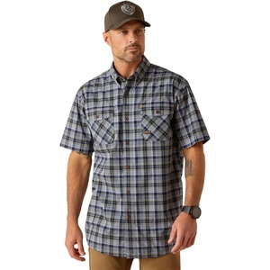 Ariat Men’s Rebar Made Tough Venttek Durastretch Work Shirt(Blue Indigo Heather)