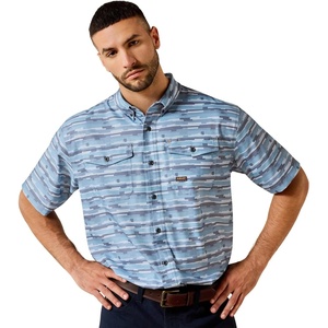 Ariat Men’s Rebar Made Tough Venttek Durastretch Work Shirt(Dusty Blue Print)