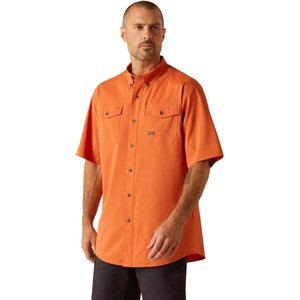 Ariat Men’s Rebar Made Tough Venttek Durastretch Work Shirt(Orange Rust Heather)