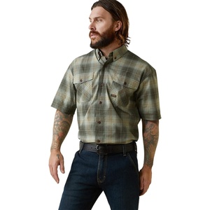Ariat Men’s Rebar Made Tough Venttek Durastretch Work Shirt(Silt Green Plaid)