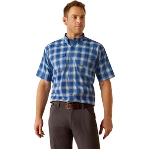 Ariat Men’s Rebar Made Tough Venttek Durastretch Work Shirt(Strong Blue Plaid)
