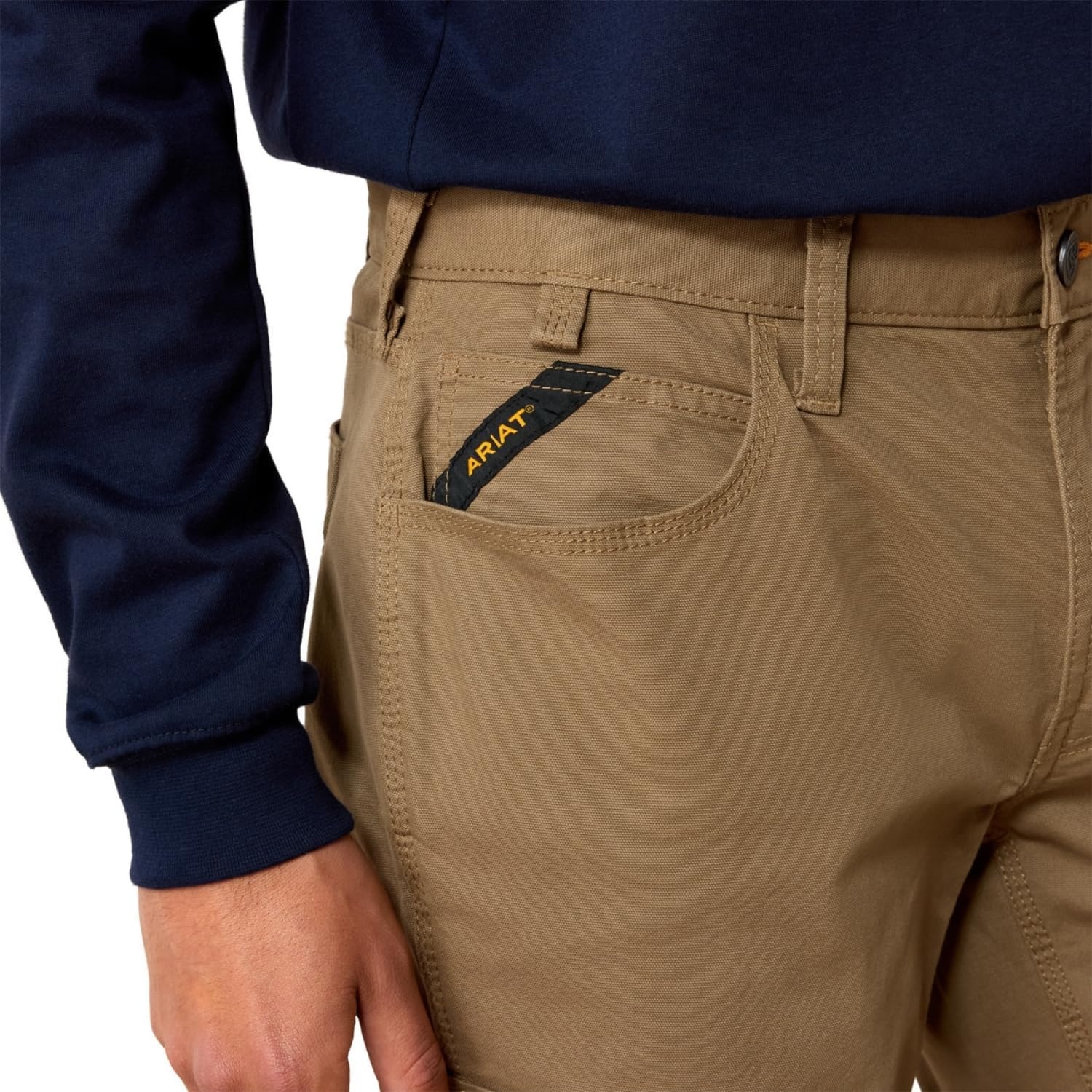 image:imageARIAT Rebar M4 Low Rise DuraStretch Made Tough Stackable Straight Leg PantsField Khaki