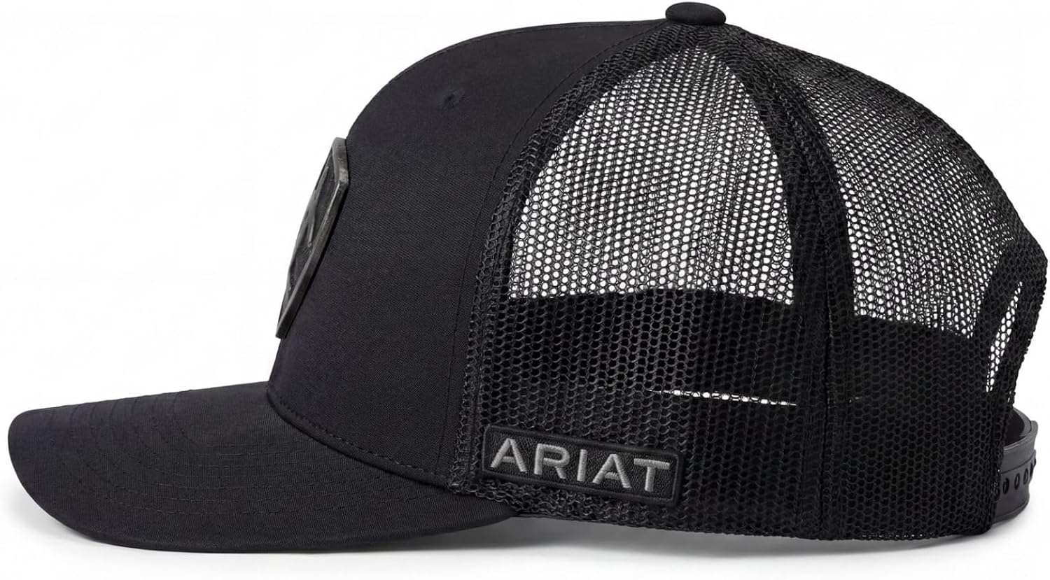 image:imageARIAT Mens Metal Shield Baseball Cap Snapback Structured Mesh BackBlack