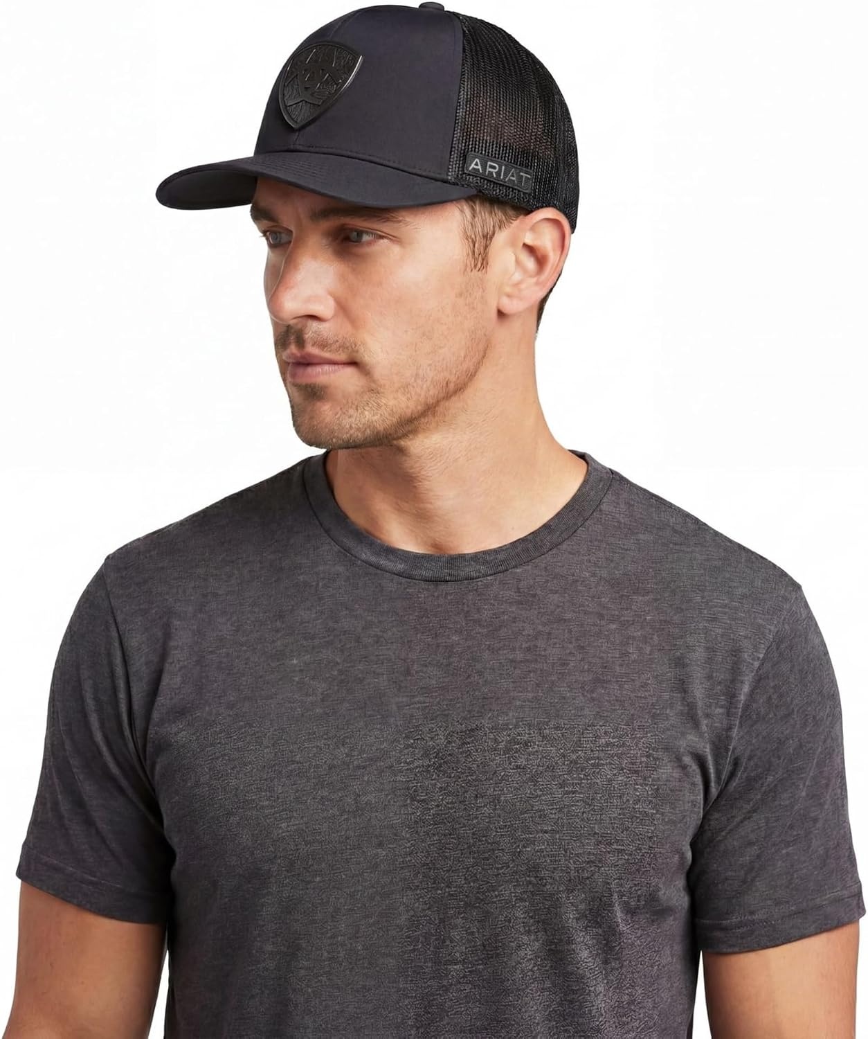 image:imageARIAT Mens Metal Shield Baseball Cap Snapback Structured Mesh BackBlack