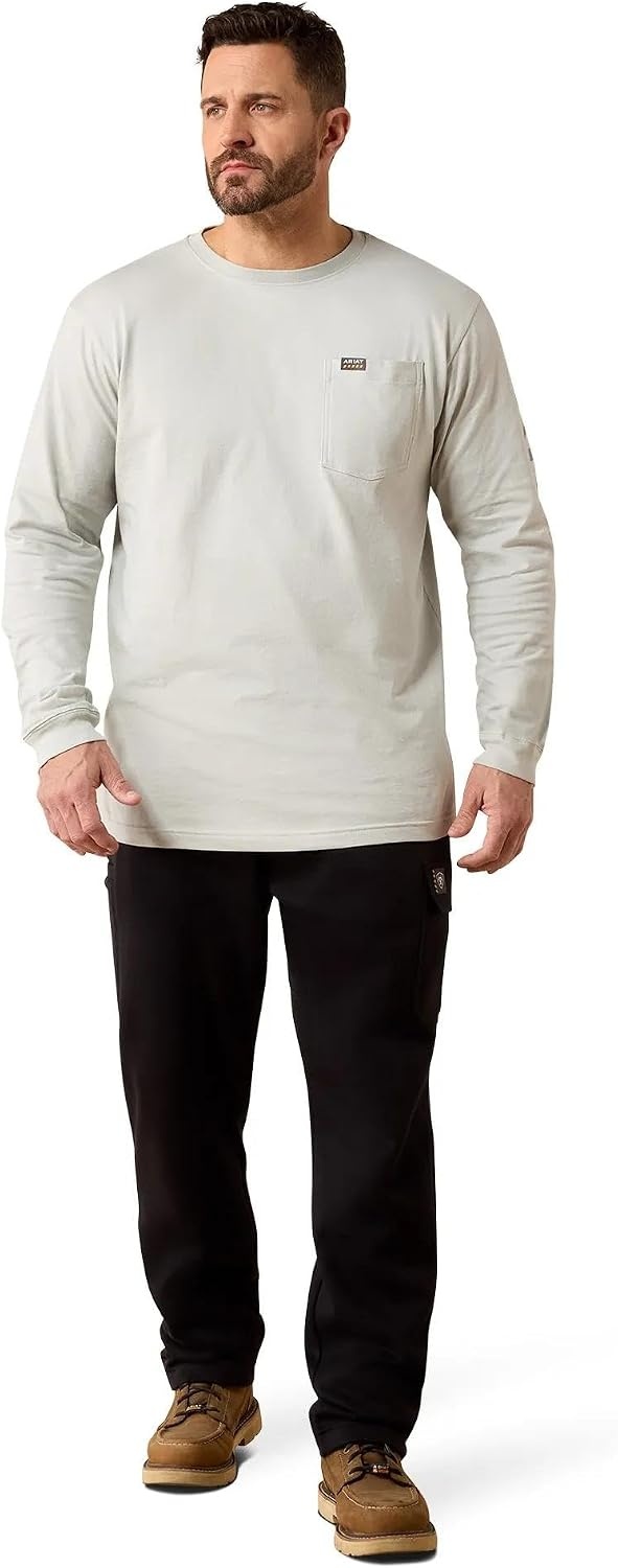 image:imageARIAT Rebar Cotton Strong Standard Logo Pocket Long Sleeve TShirtHarbor MistWeathervane