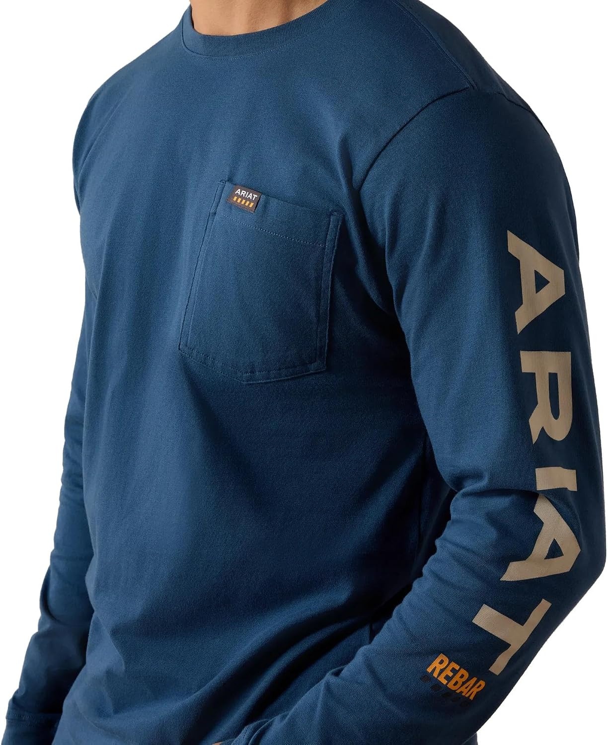 image:imageARIAT Rebar Cotton Strong Standard Logo Pocket Long Sleeve TShirtKey LargoSilver Lining