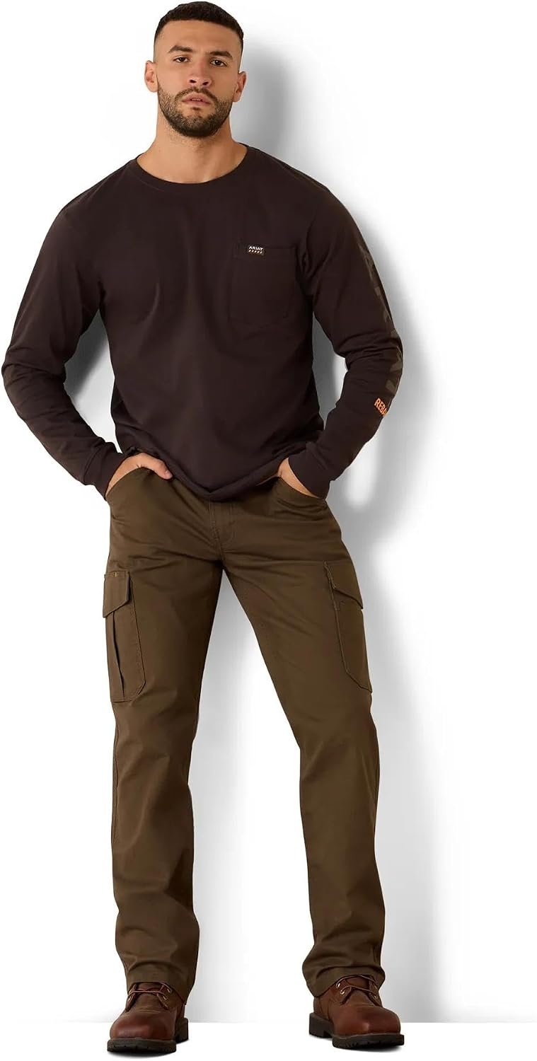 image:imageARIAT Rebar Cotton Strong Standard Logo Pocket Long Sleeve TShirtLicoriceCanteen