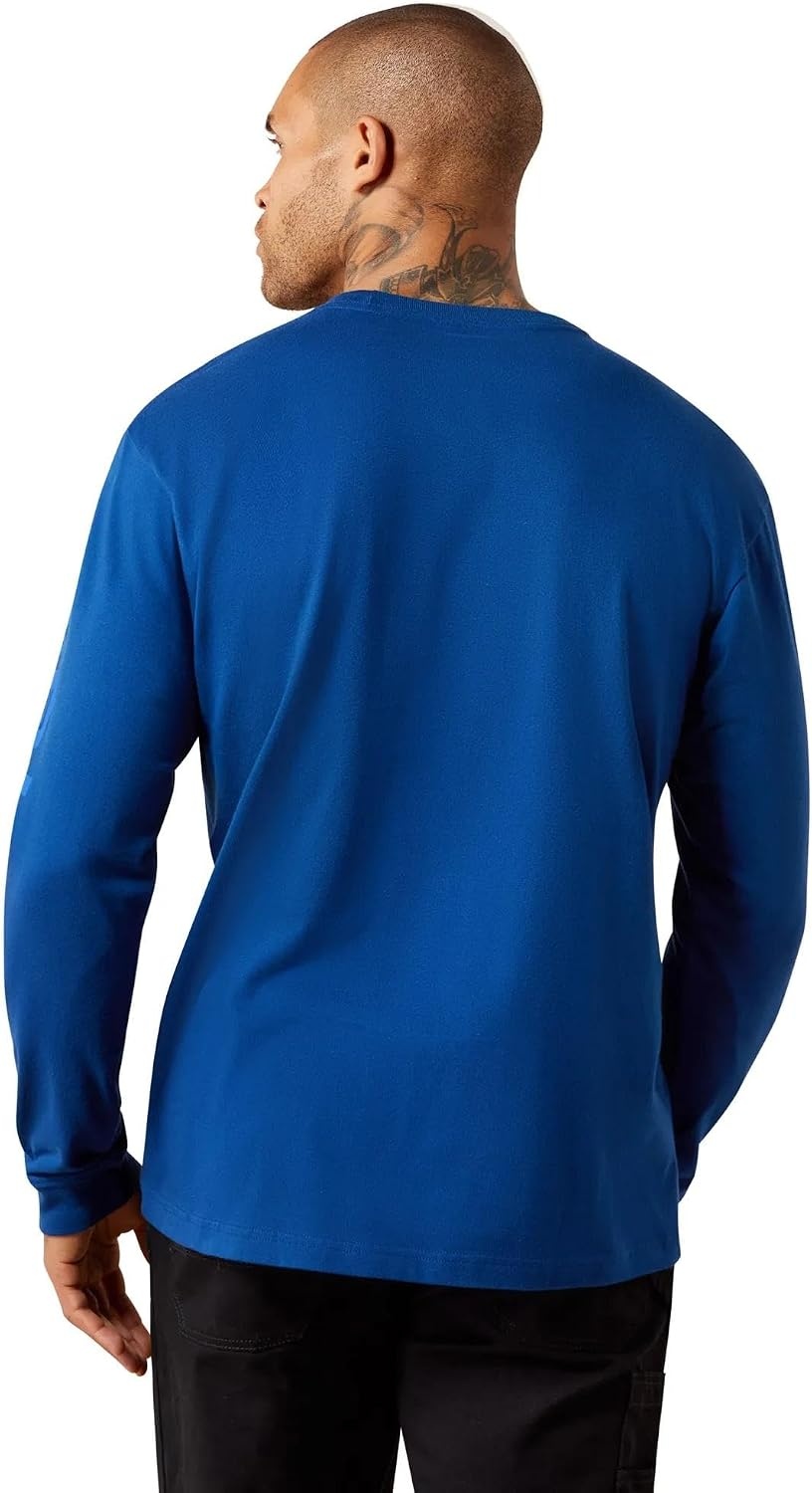 image:imageARIAT Rebar Cotton Strong Standard Logo Pocket Long Sleeve TShirtNavy PeonyNautical Blue