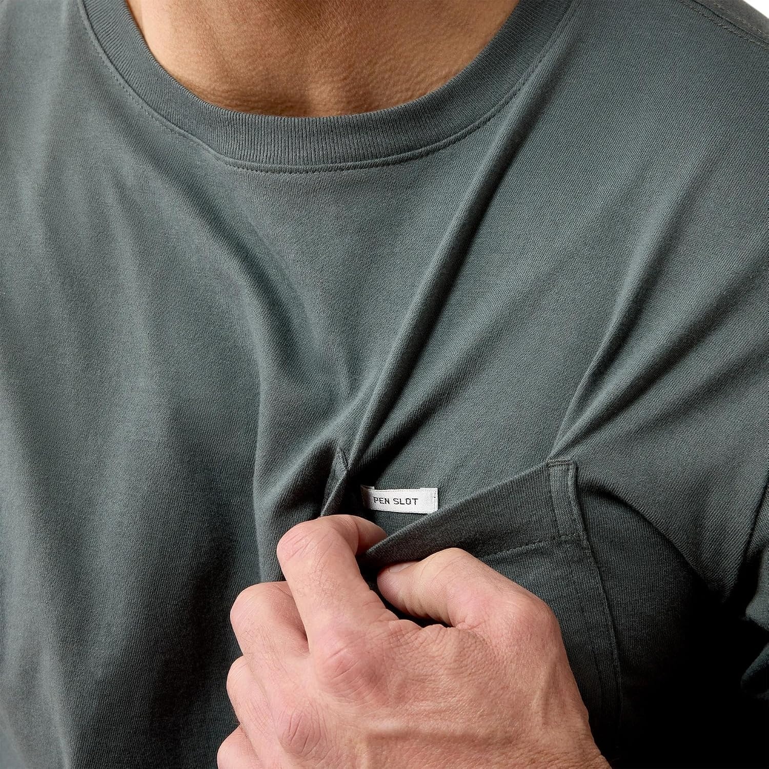 image:imageARIAT Rebar Cotton Strong Standard Logo Pocket Long Sleeve TShirtSteel Green